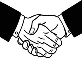 a black and white illustration of two people shaking vector