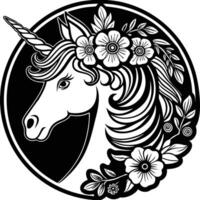 a unicorn with flowers in its head and a flower wreath vector