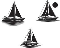 Four sailboats in different positions on the water vector