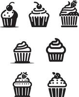 Cupcakes icons set isolated on white background vector
