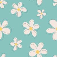 Seamless pattern with abstract flowers. Simple floral vintage texture vector