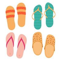 Set of colorful flip flops summer collection vector