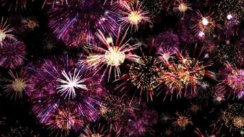 Loop fireworks animation on black abstract background video