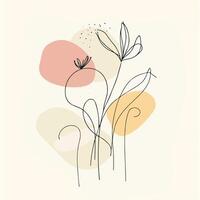 abstract floral illustration with lines and dots vector