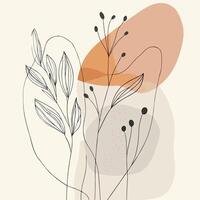 abstract floral illustration with leaves and floral vector