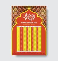 Ramadan Kareem Schedule Calendar, Ramadan Kareem Mubarak vector