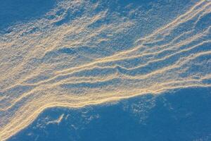 snow texture on the lake on a sunny day Selective focus photo