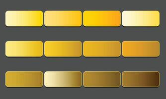 Golden Color Gradients Palette Collection Set vector