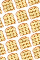 Delicious breakfast of peanut butter toast and fresh banana slices vector
