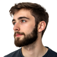 Portrait of a young man with a beard isolated on transparent background png