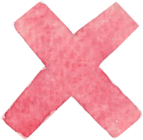 numérico multiplicar ou multiplicar símbolo este é desenhado e pintado de mão dentro luz vermelho aguarela do bem arte estilo png