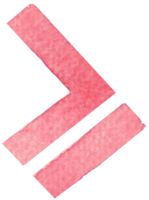 Numeric Greater Than Equal or Greater Than Equal symbol that is drawn and painted by hand in light red watercolor of fine art style png