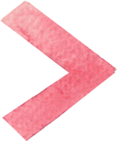 Numeric Greater Than or Greater Than symbol that is drawn and painted by hand in light red watercolor of fine art style png