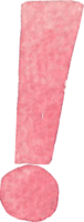 Numeric Exclamation or Exclamation symbol that is drawn and painted by hand in light red watercolor of fine art style png