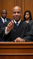 Nonbiased judge strikes gavel during civil case hearing photo