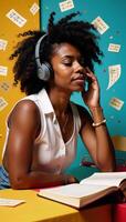portrayal of African American music as symbol for mental health selfcare wellbeing photo