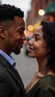 Closeup portrait of an affectionate young African American couple photo