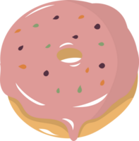 Illustration of a Pink Frosted Donut with Colorful Chocolate png