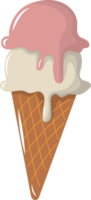 Illustration of Stawberry and Vanilla Ice Cream Cone png