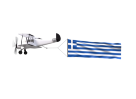 An airplane flying with a greek flag on it png