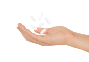 a hand holding pills on transparent background png