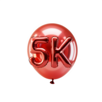 5k red balloon with the number 5k on it png