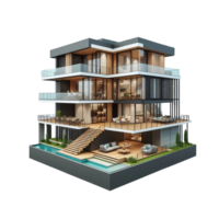 3d rendering of a modern house with a pool png