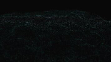 3D Turquoise particles flowing, animated background of particles, waves video