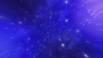 Animated abstract dark blue background with flying star particles, high speed space transportation animation suitable for space-themed motion graphics and teleportation. video