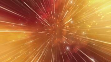 light tunnel space background animation, animated golden portal with glowing star for teleportation, warp gate, fast travel, and galaxy space transfer. video