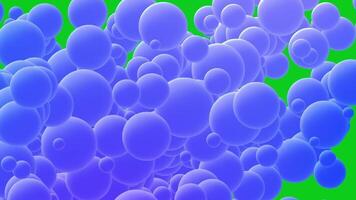 purple round particle animation on a green screen background, animated ball particles are suitable for motion graphics about molecules, cells, atoms and DNA video