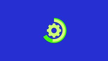 Loading data animation with spinning gear mechanism and pie diagram suitable for motion graphics about loading files, downloading, loading, waiting, and maintenance. video