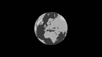 Rotating digital planet earth animation, animated spinning world globe suitable for HUD, futuristic motion graphic, tech particle, earth map, and digital connection video