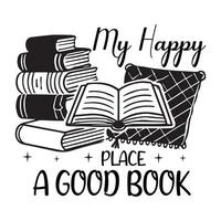 Retro Book Lover Illustration on a Reading T-shirt vector