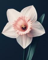 Tender daffodil flower in a high fashion design. Flower's natural elegance within a contemporary art context. photo