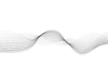 Flowing dots particles wave pattern halftone gradient curve shape isolated on white background. Clip art concept of technology, science, music, modern. vector