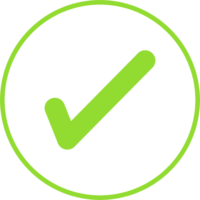 Green checkmark. True or false icon. Checkmark right and wrong circle button. png