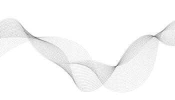 Flowing dots particles wave pattern, halftone gradient shape isolated on white background. Concept of technology, science, music, modern. vector