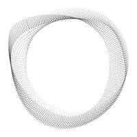 Flowing round frame with dots, particles, wavy halftone gradient shape isolated. Clip art concept of technology, science, music, modern. vector