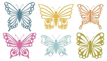 Cute butterflies set. Spring and summer insects design elements. Hand drawn flat style clip art collection. vector