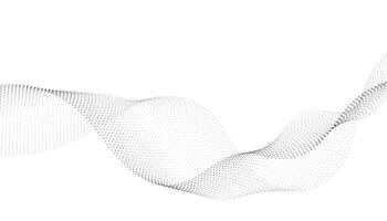 Flowing background with dots, particles, wavy halftone gradient shape isolated. Clip art concept of technology, science, music, modern. vector