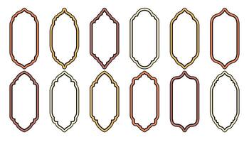 Traditional islamic window shapes in oriental style. Set of colorful Eid Mubarak frames, borders or moroccan gates. Arabic muslim architecture design elements, Ramadan frames. vector