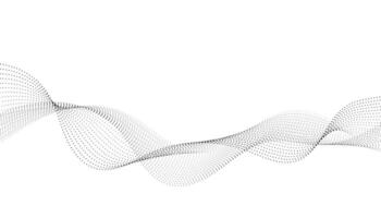 Flowing background with dots, particles wavy halftone gradient shape isolated on white background. Clip art concept of technology, science, music, modern. vector