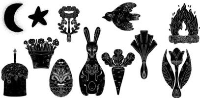 a set of black and white illustrations of various objects vector