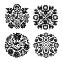 Set of silhouette flower elements set vector