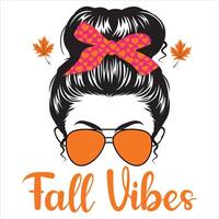 Fall Themed Typography T-shirt with Autumn Art vector