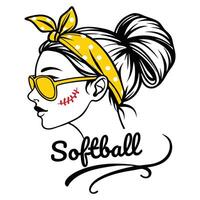 T-shirt Design for Softball Moms with Softball Art vector