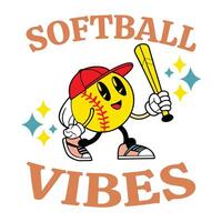 Softball Player Sports Typography T-shirt with Action Illustration vector