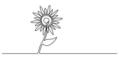 Sunflower continuous one line drawing minimalist design vector