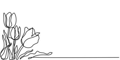 Tulip continuous one line drawing vector